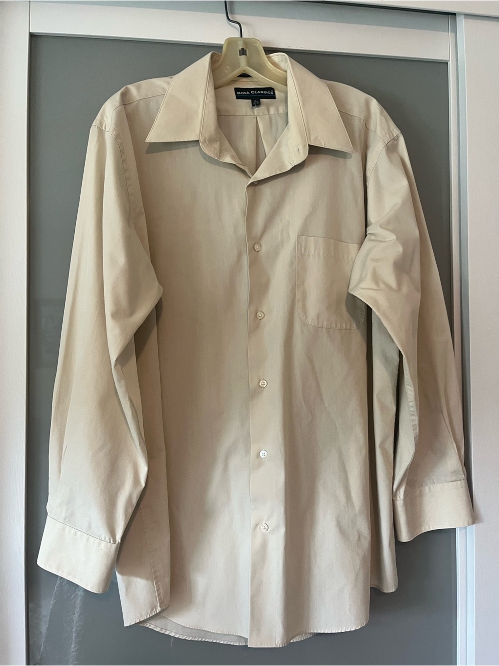 Boca Classics Easy Care Beige Button-Up Dress Shirt 352